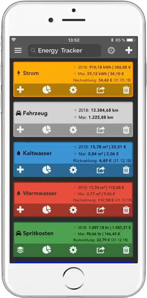 Energy Tracker 2 – Geräteübersicht und Zählererfassung